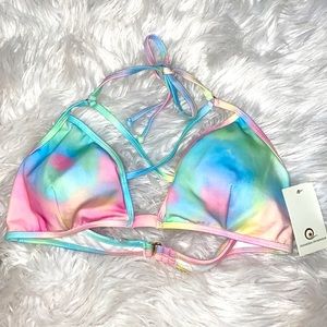 NWT Tie-Dye Neon Plumeria Bikini Top